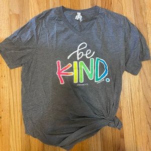 Twisted Buffalo Boutique Be Kind Super Soft Grey V-Neck Tee